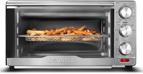 Stainless steel toaster oven with manual knobs
