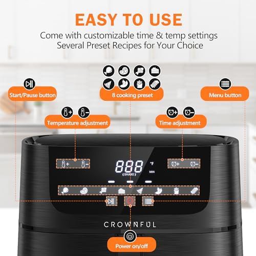 Black digital air fryer with shake reminder — photo 3