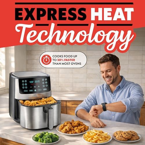 Digital display black and stainless air fryer — photo 5