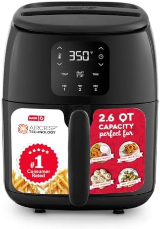 Black digital basket air fryer 2.6 quart