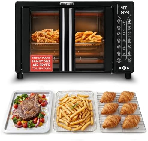 Black digital toaster oven with six slice capacity