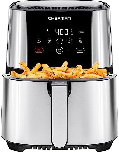 Stainless steel five quart turbofry air fryer