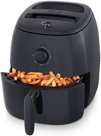 Black manual basket air fryer six quart