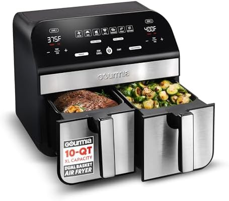 Stainless steel dual basket air fryer