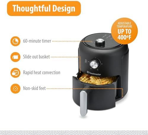 Toastmaster 2.6l compact air fryer with slide out basket — photo 3