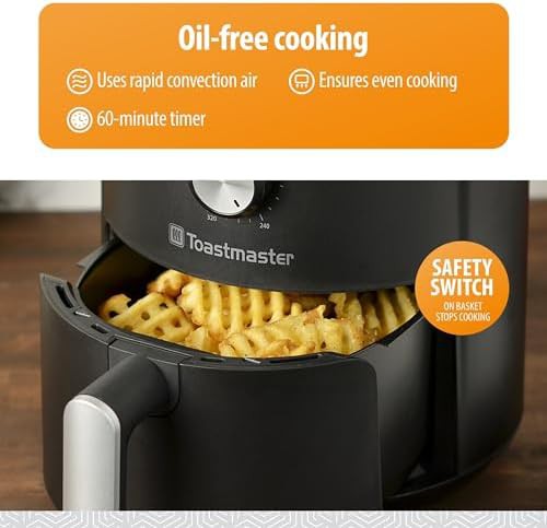 Toastmaster 2.6l compact air fryer with slide out basket — photo 4