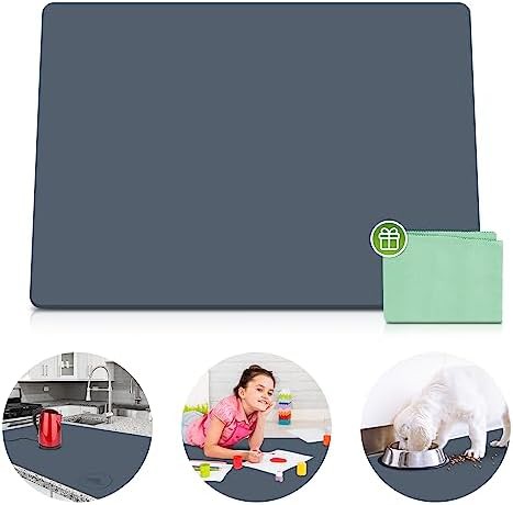 Grey silicone heat resistant countertop mat