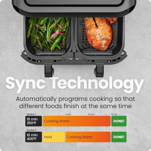 Dual basket six quart air fryer with windows — photo 4