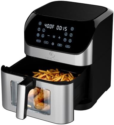 Black 8 qt fryer with probe
