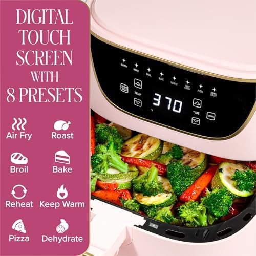 Pink six quart touchscreen air fryer — photo 3