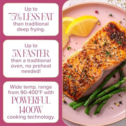 Pink six quart touchscreen air fryer — photo 5