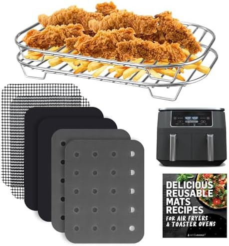 Dual Basket Air Fryer Rack and Liner Kit