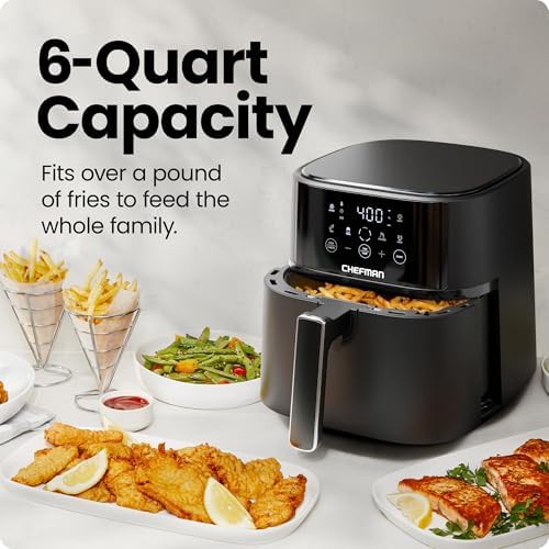 Black six quart air fryer with touchscreen — photo 3
