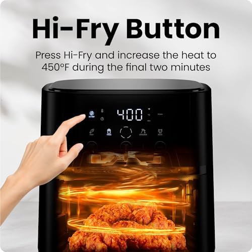 Black six quart air fryer with touchscreen — photo 5