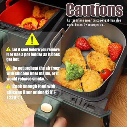 Rectangle silicone liners for dual zone air fryers — photo 4