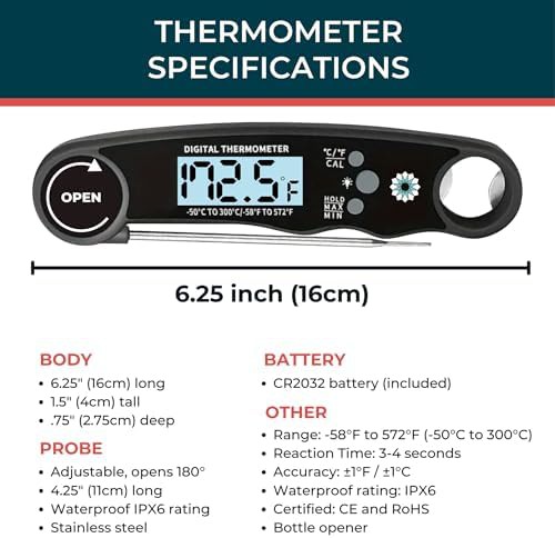 Digital food thermometer and magnetic chart — photo 4