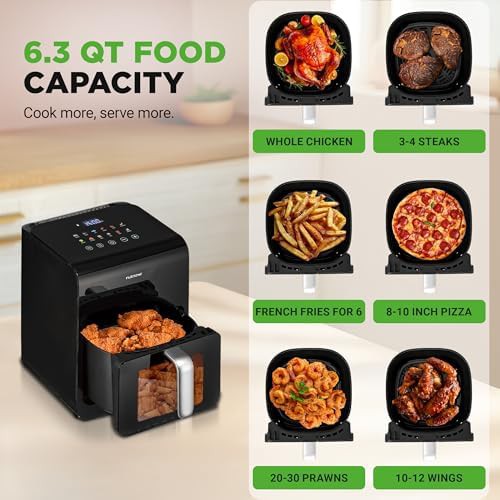 Black six liter air fryer with steamer function — photo 5
