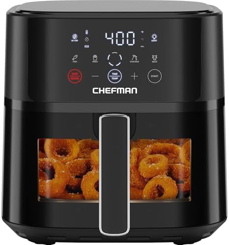 Six quart black air fryer with hi-fry technology