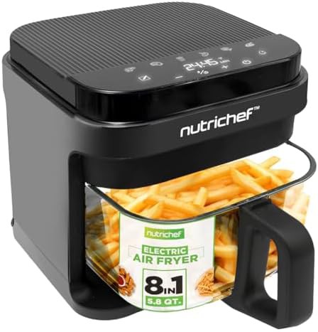 Grey basket style fryer with viewing window