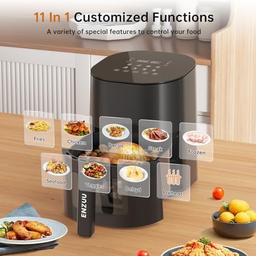Compact black air fryer with easy view window — photo 3