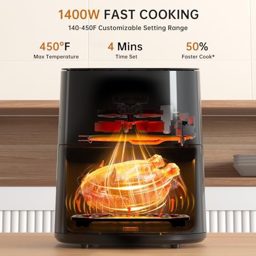 Compact black air fryer with easy view window — photo 4