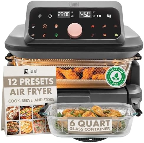 Six quart glass drawer air fryer