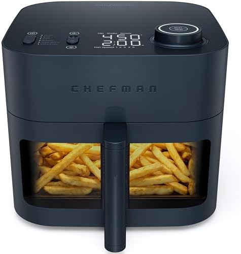 Eight quart ceramic basket air fryer with window