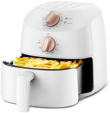 White manual knob mini air fryer