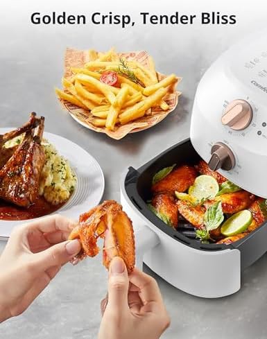 White manual knob mini air fryer — photo 4