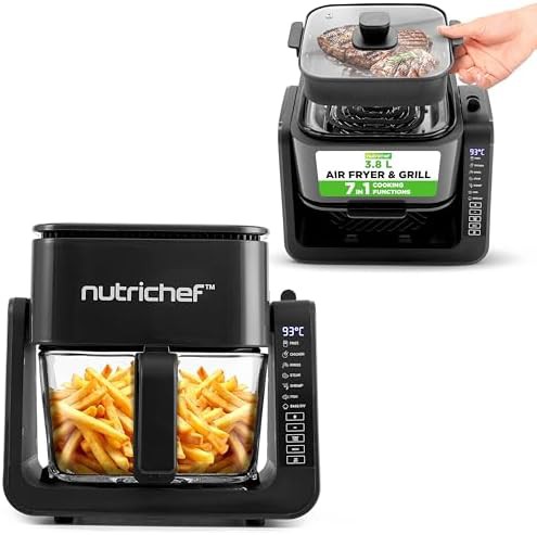Black glass air fryer and grill