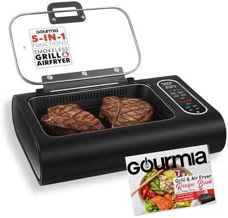Smokeless indoor grill and air fryer combo