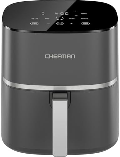 Grey five quart turbox air fryer with touchscreen