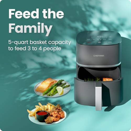Grey five quart turbox air fryer with touchscreen — photo 3