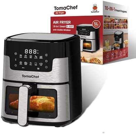 Black digital air fryer with window
