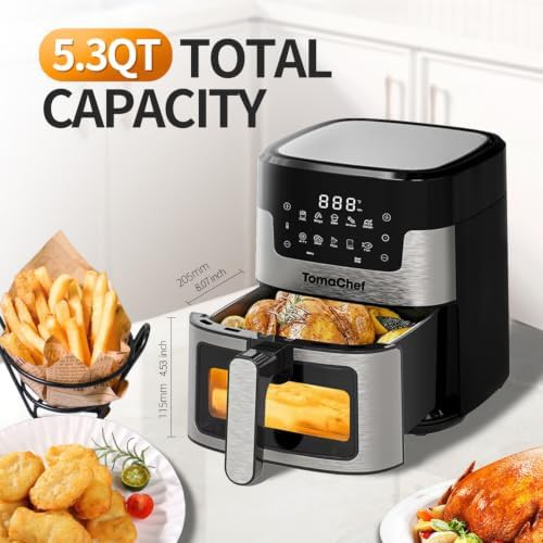 Black digital air fryer with window — photo 3