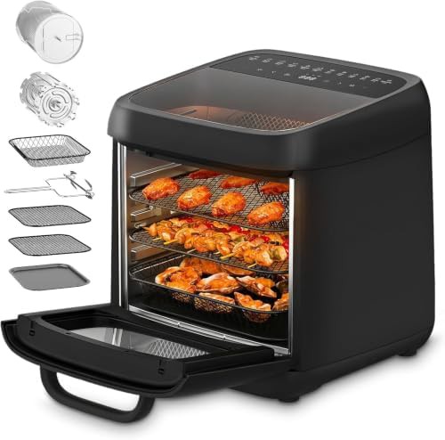 Twelve quart toaster oven with rotisserie
