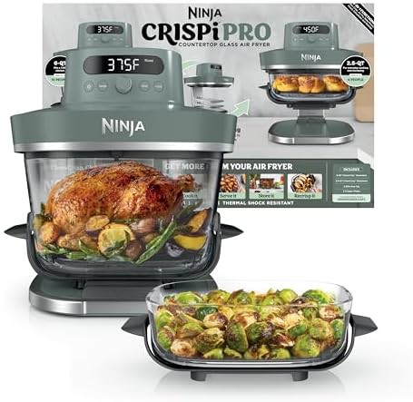Ash grey six quart glass air fryer
