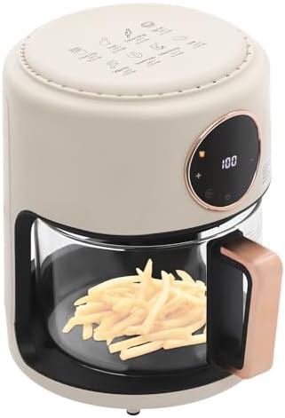 Mini glass air fryer with presets