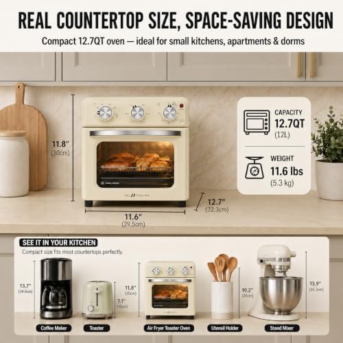 Almond Yellow Retro Compact Oven 12.7 QT — photo 3