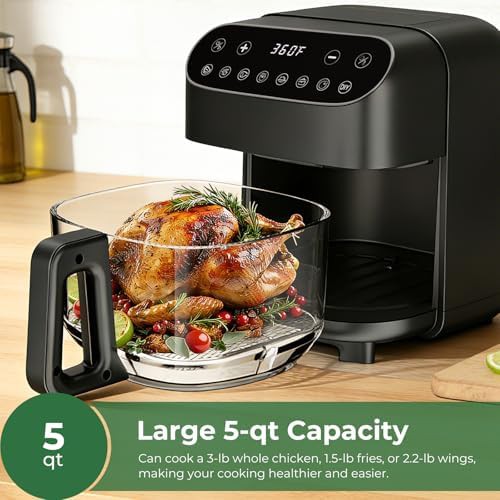 Glass bowl digital touch air fryer — photo 3