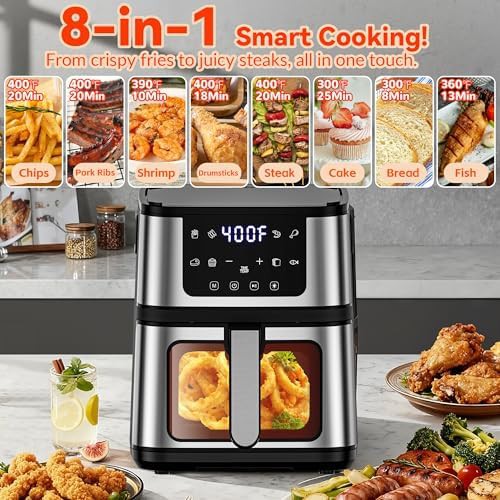 Black air fryer grill combo with viewing window — photo 3