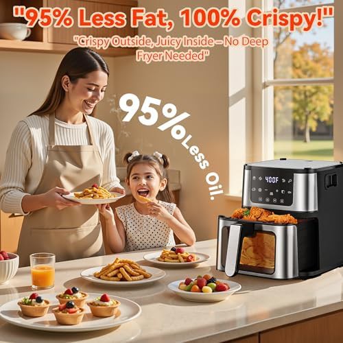 Black air fryer grill combo with viewing window — photo 5