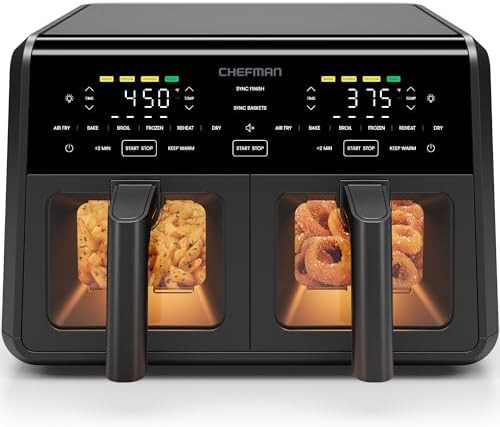 Nine quart dual basket air fryer oven