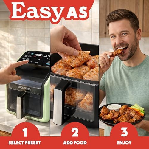 Green 7 qt basket air fryer with viewing window — photo 3