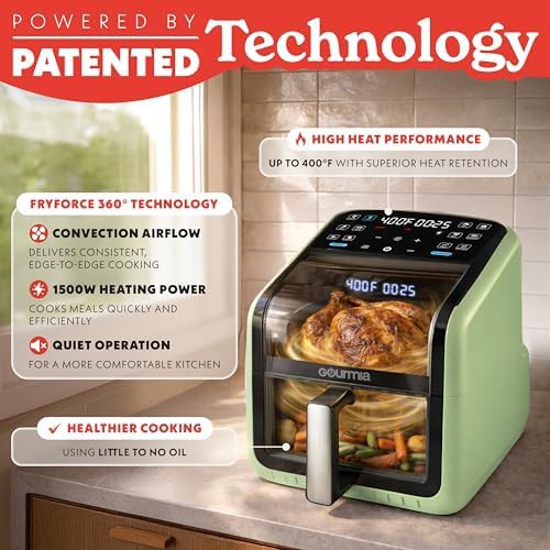 Green 7 qt basket air fryer with viewing window — photo 4