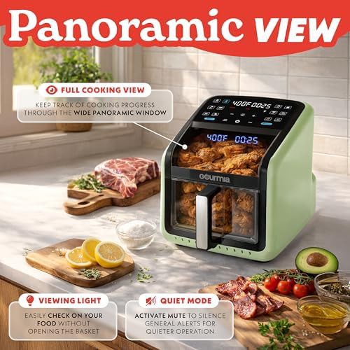 Green 7 qt basket air fryer with viewing window — photo 5