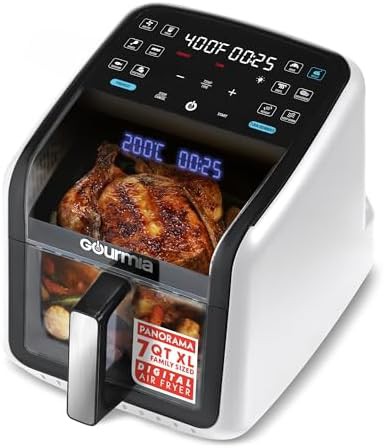 White 7 qt basket air fryer with viewing window