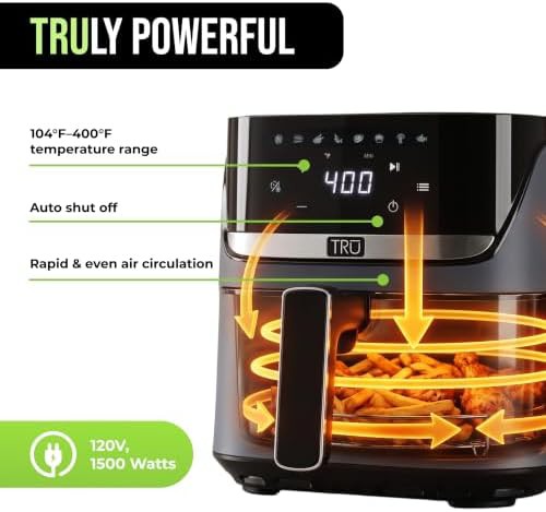 TRU 8-quart digital touchscreen air fryer matte grey — photo 4