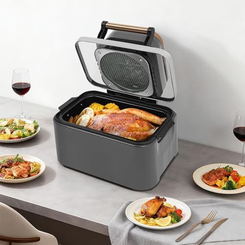 SJXHRFXY 12.68 qt silver gray air fryer oven with window — photo 3