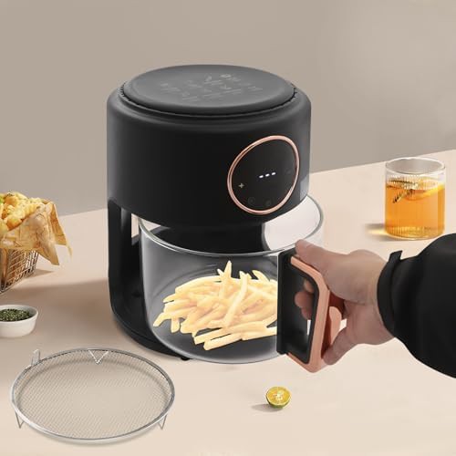 Black glass touchscreen mini air fryer — photo 3